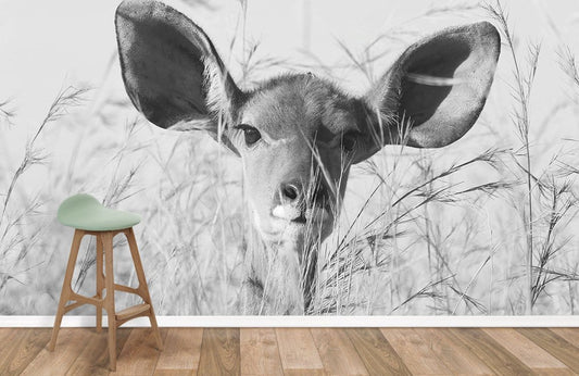 Cute Deer in the field animal mural fo room