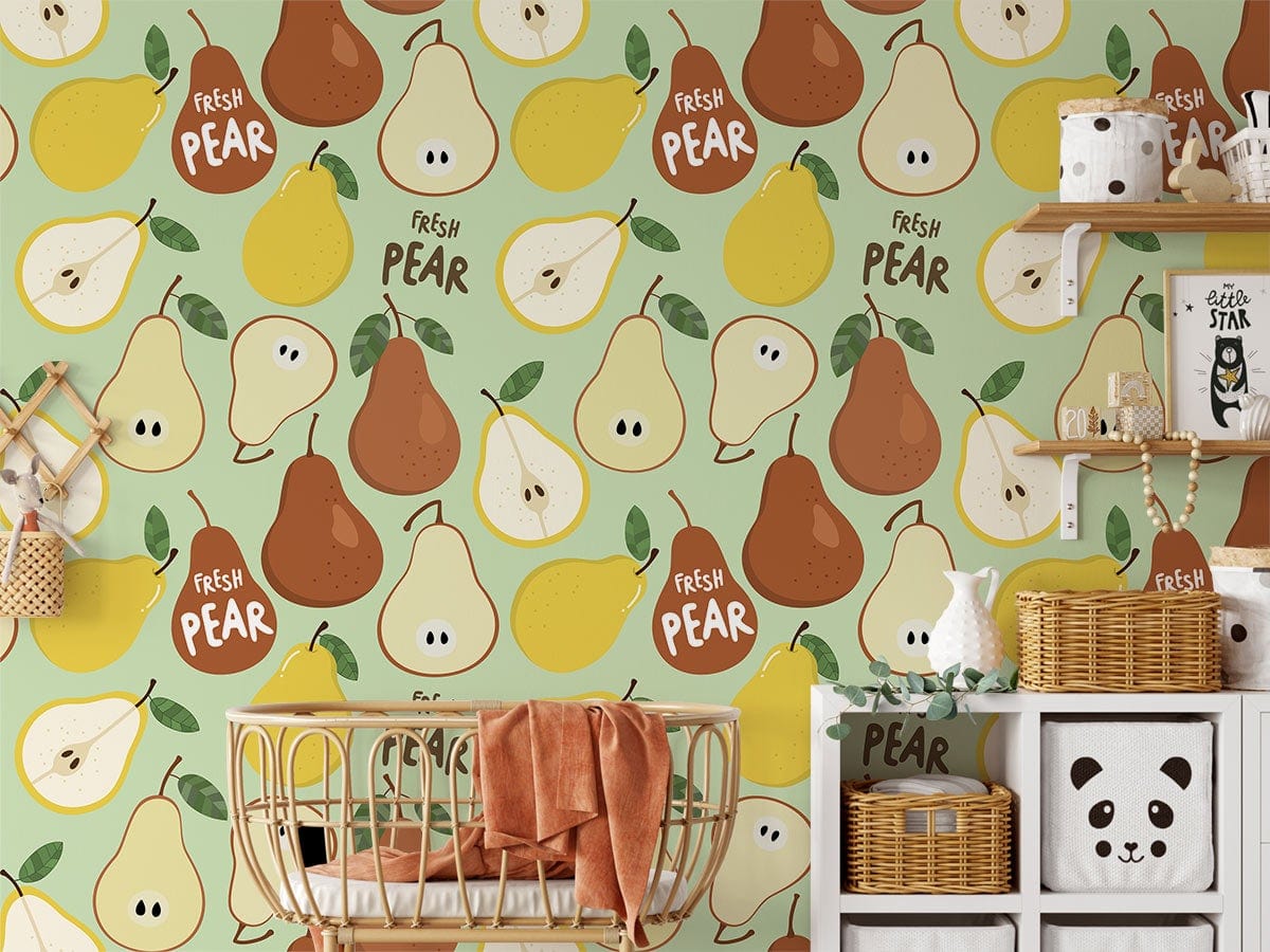 Fresh Pears fruit Wallpaper for kids' Room decor