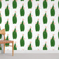 Cute Green Cactus Plants Wallpaper Mural Room Decoration Idea