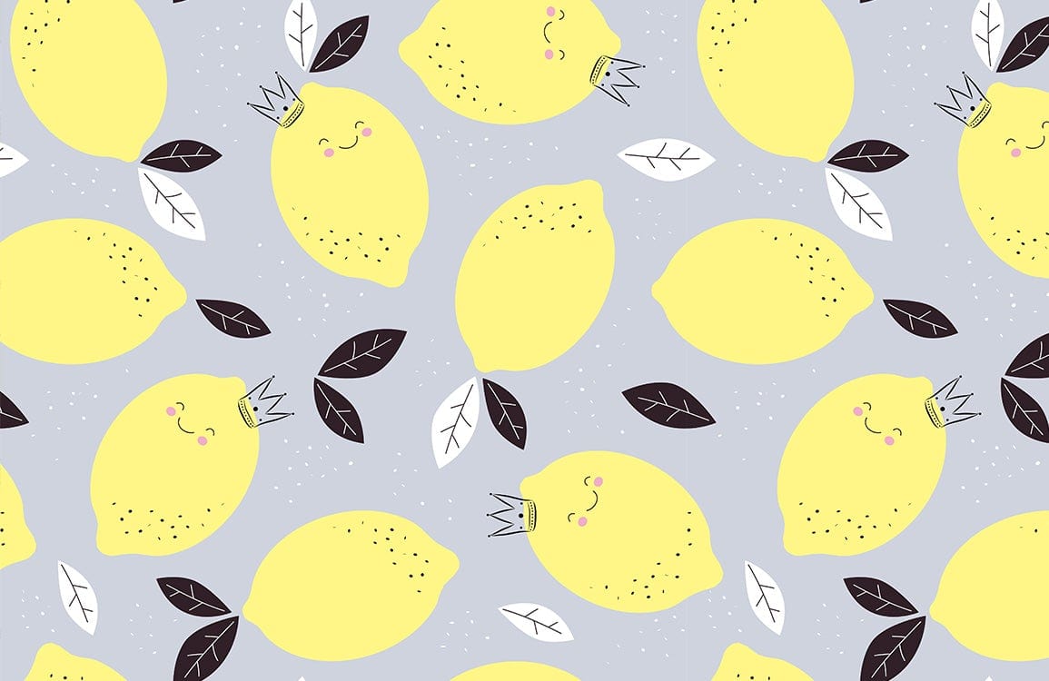 Whimsical Yellow Lemon Fun Mural Wallpaper
