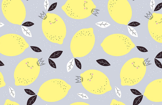 Cute Lemon repeated Pattern fruit Wall Mural for wall
