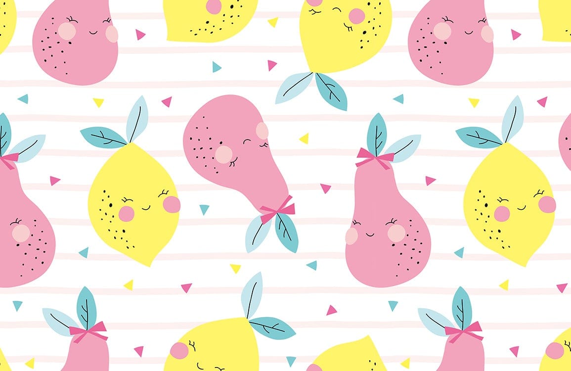 lovely Pears Fruit cartoon Mural Wallpaper for wall decor