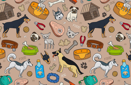 Cute Pet Accessories Mural Custom Wallpaper Art Design