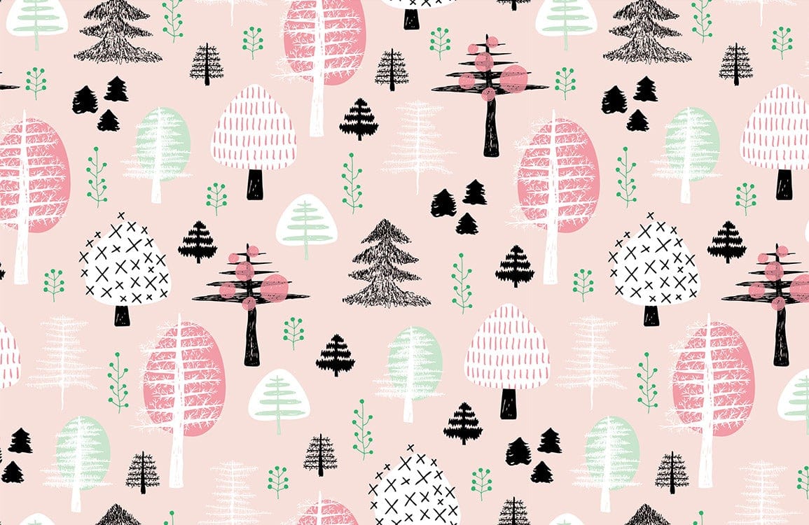 Cute Trees Cartoon Wallpaper Decoration