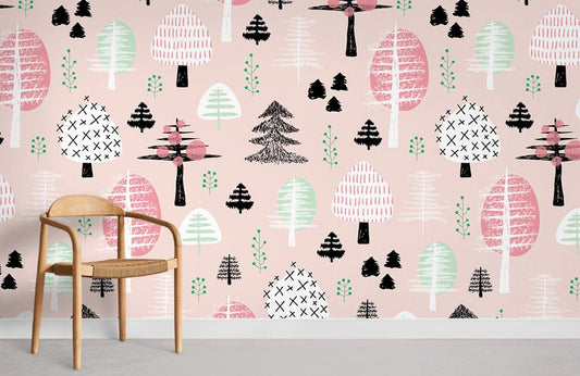 Cute Trees Forest Wallpaper Room