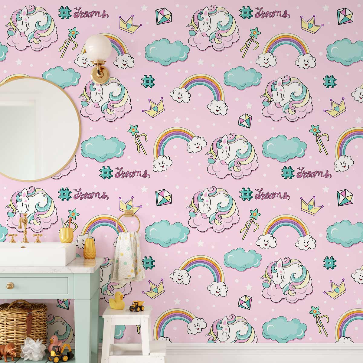 Cute Unicorn Cartoon Wallpaper For Kid's Room