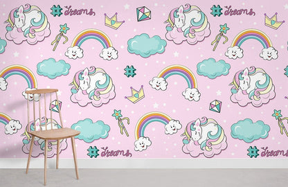 Cute Unicorn Cartoon Wallpaper Nursery Room