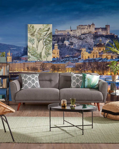 night view of snowy wallpaper mural decoration for living room