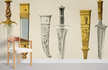 Vintage Decorative Sword Illustration Mural Wallpaper