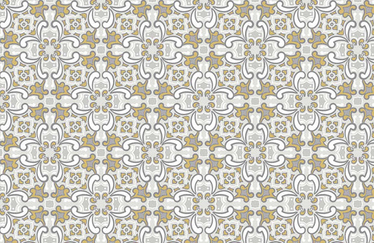 Elegant Gold Floral Damask Mural Wallpaper