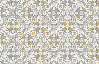 Elegant Gold Floral Damask Mural Wallpaper