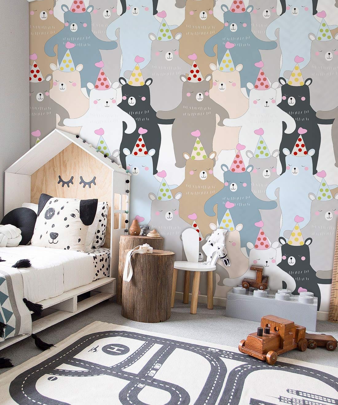 Dancing Bears Cartoon Mural For Nursery Room