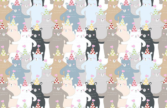 Dancing Bears Cartoon Pattern Mural Design