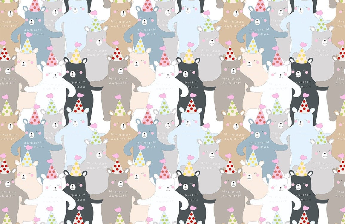 Dancing Bears Cartoon Pattern Mural Design