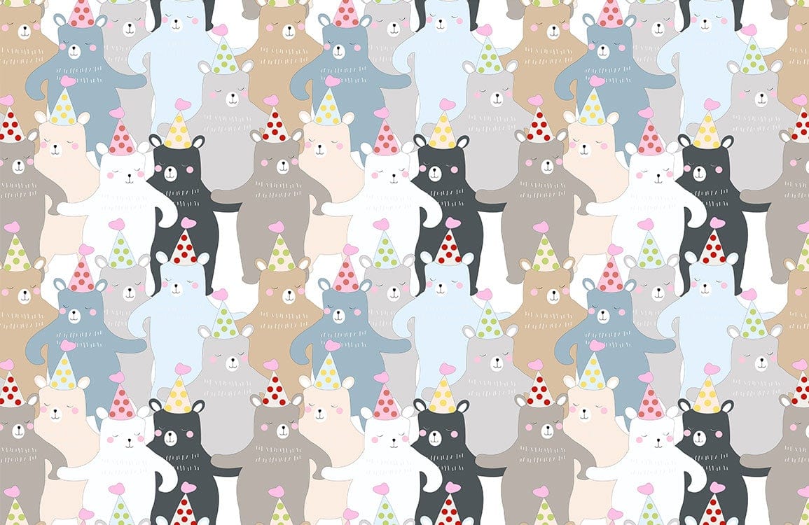 Whimsical Cat Celebration Pattern Mural Wallpaper