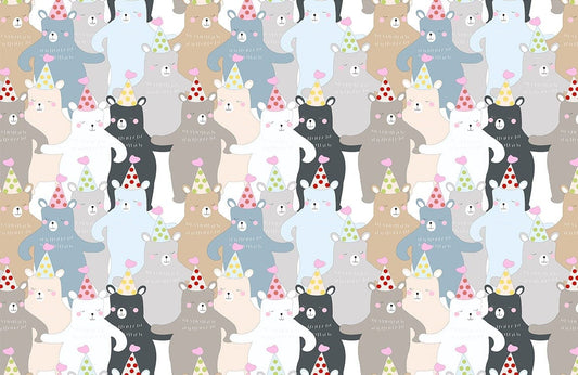 Dancing Bears Cartoon Pattern Mural Design