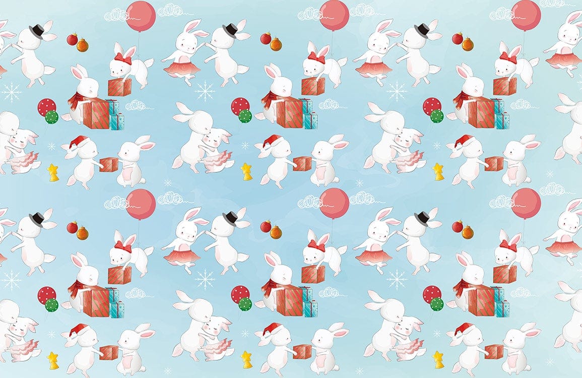 Dancing Rabbits Cartoon Mural Wallpaper Hoeme Decor