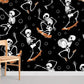 Dancing Skeleton Pattern Cool Mural Wallpaper