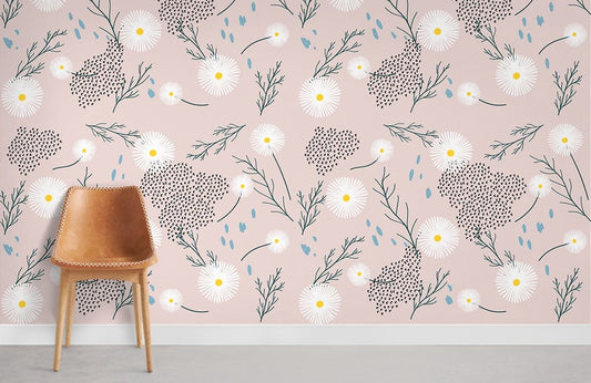 Dandelion Pattern Flower Wallpaper Room