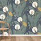 Wallpaper mural featuring dandelions and leaves