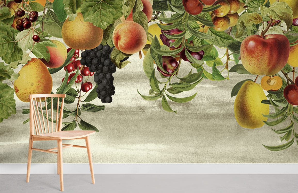 Vibrant Botanical Fruit Garden Mural Wallpaper