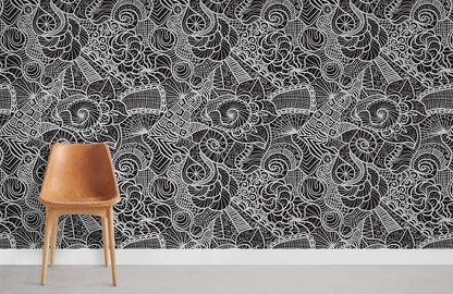 Abstract Floral Lace Pattern Mural Wallpaper