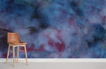 Abstract Watercolor Blue Red Mural Wallpaper