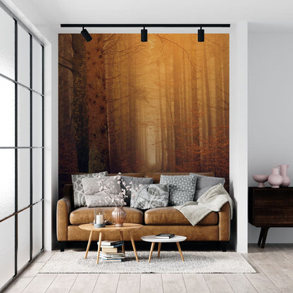 forest landscape wallpaper mural living room decor idea