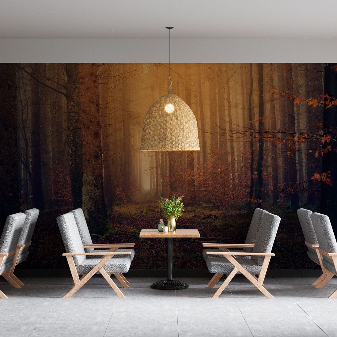 forest landscape wallpaper mural restaurant design