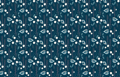 Flower Wallpaper Mural with Blue Petals for the Hallway Decoration
