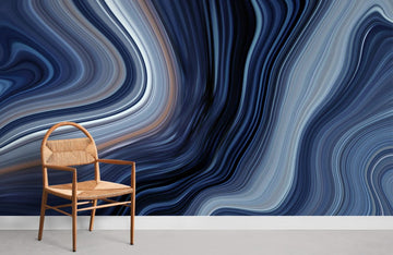 Abstract Blue Swirls Modern Mural Wallpaper