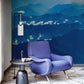 Wallpaper mural featuring a scene of dark blue mountains for use in decorating the hallway