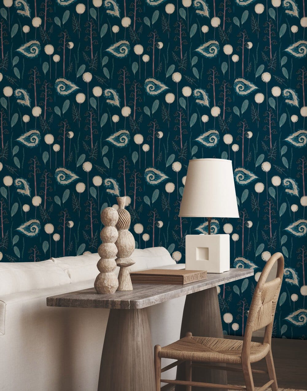 Blue Petals Flower Wallpaper Mural for Use as D��cor in Hallways