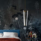 Wallpaper mural featuring a silhouette of dark bushes, ideal for use as a bedroom decoration