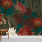 Dark Cactus Flower Pattern Wallpaper Room