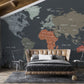 Dark Country Map Wallpaper Mural for Use in Decorating Bedrooms