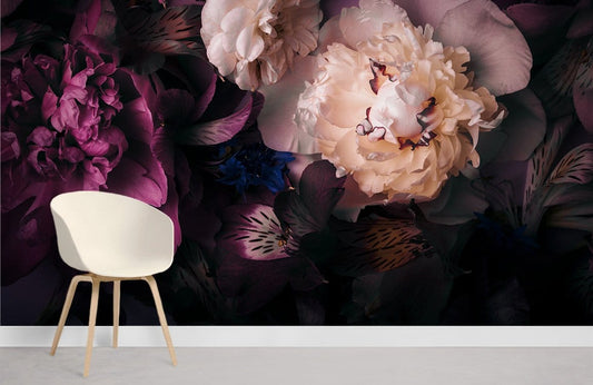 Luxurious Purple Floral Bloom Mural Wallpaper