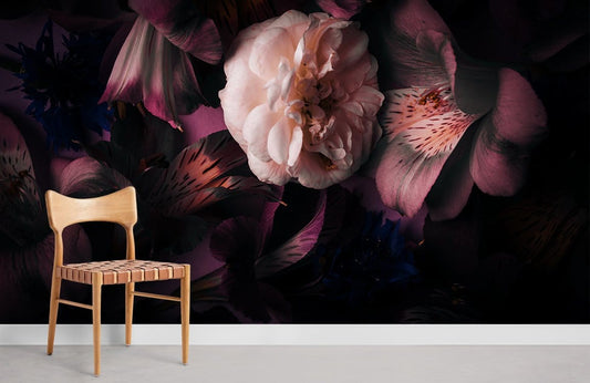 Dark Floral Elegance Mural Wallpaper