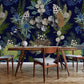Wallpaper mural featuring a dark flower bouquet design, perfect for decorating the dining room.