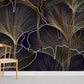 Dark Ginkgo Leaf Mural Wallpaper For Room