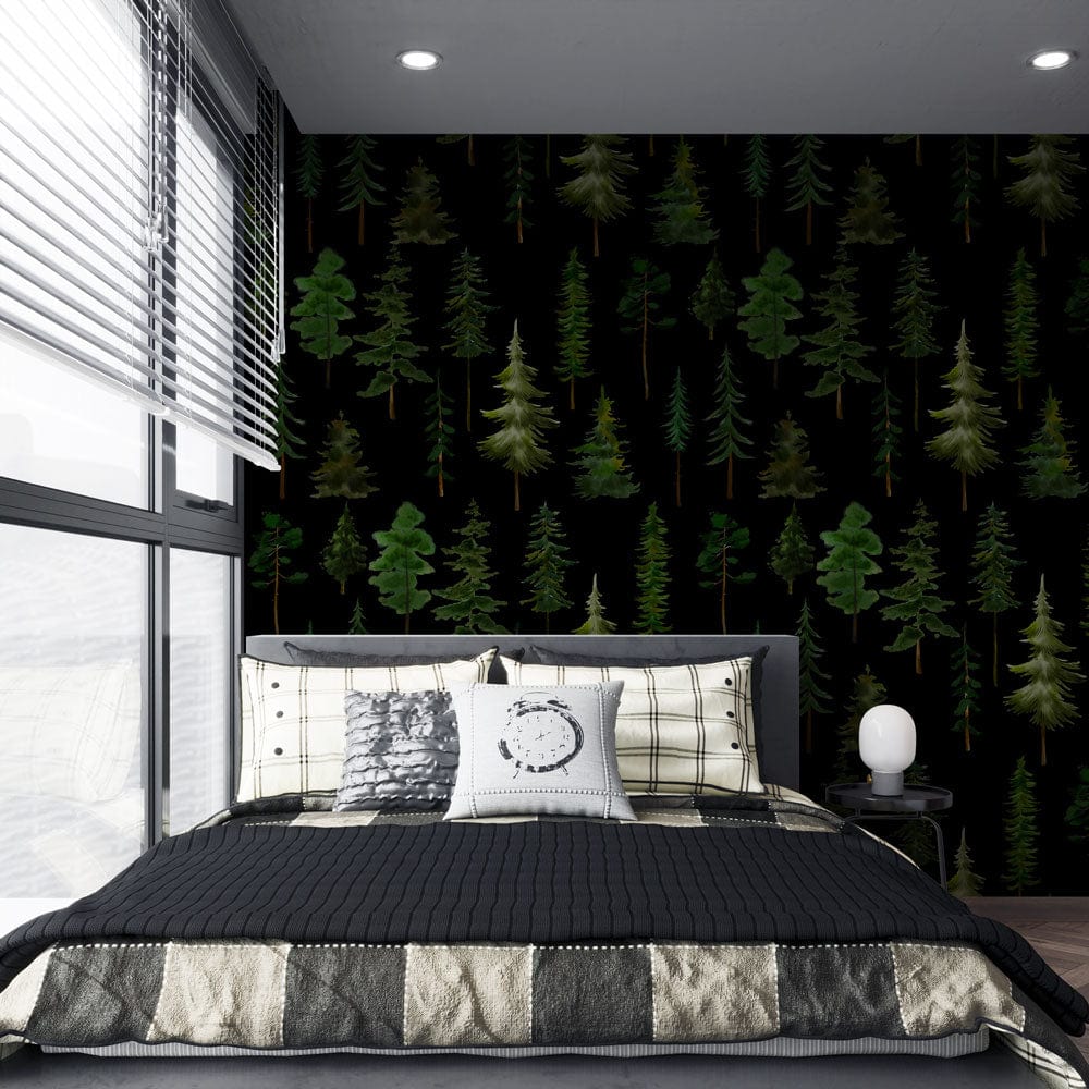 dark green forest wallpaper mural bedroom decoration