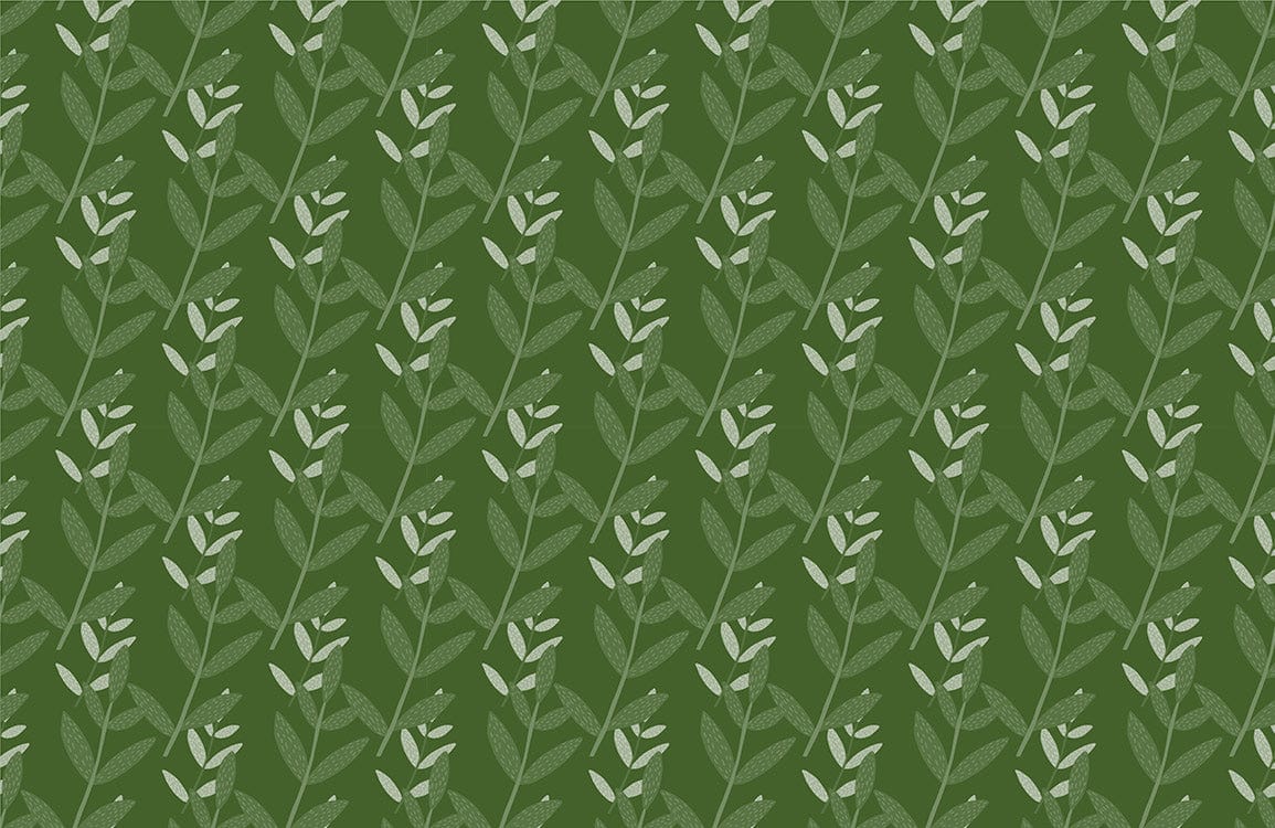 Emerald Green Leaf Pattern Wallpaper Mural