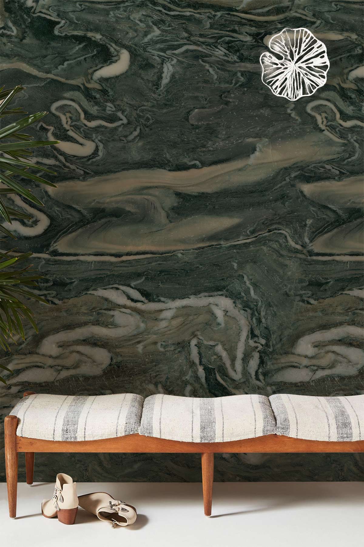 Dark Green Marble Wallpaper Mural Home Interior Decor