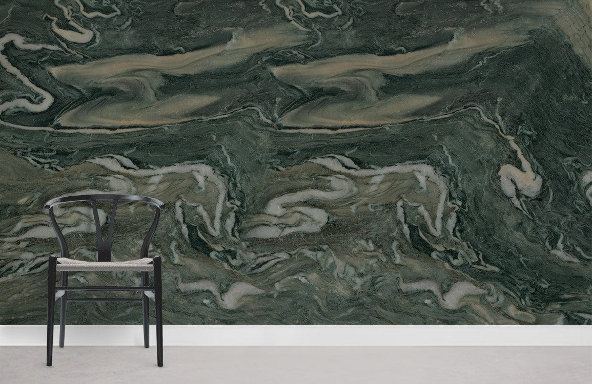 Dark Green Marble Industrial Wallpaper Room Decoration 