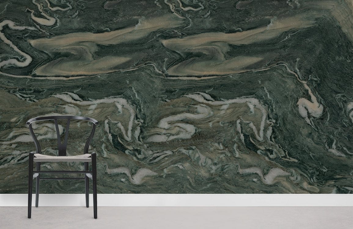 Dark Green Marble Industrial Wallpaper Room Decoration