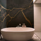 Bathroom with a Mural of Dark Marble Wallpaper