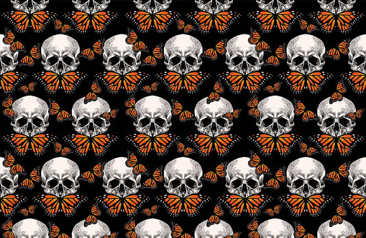 Skeleton & Butterfly Pattern Colorful Wallpaper Home Decor
