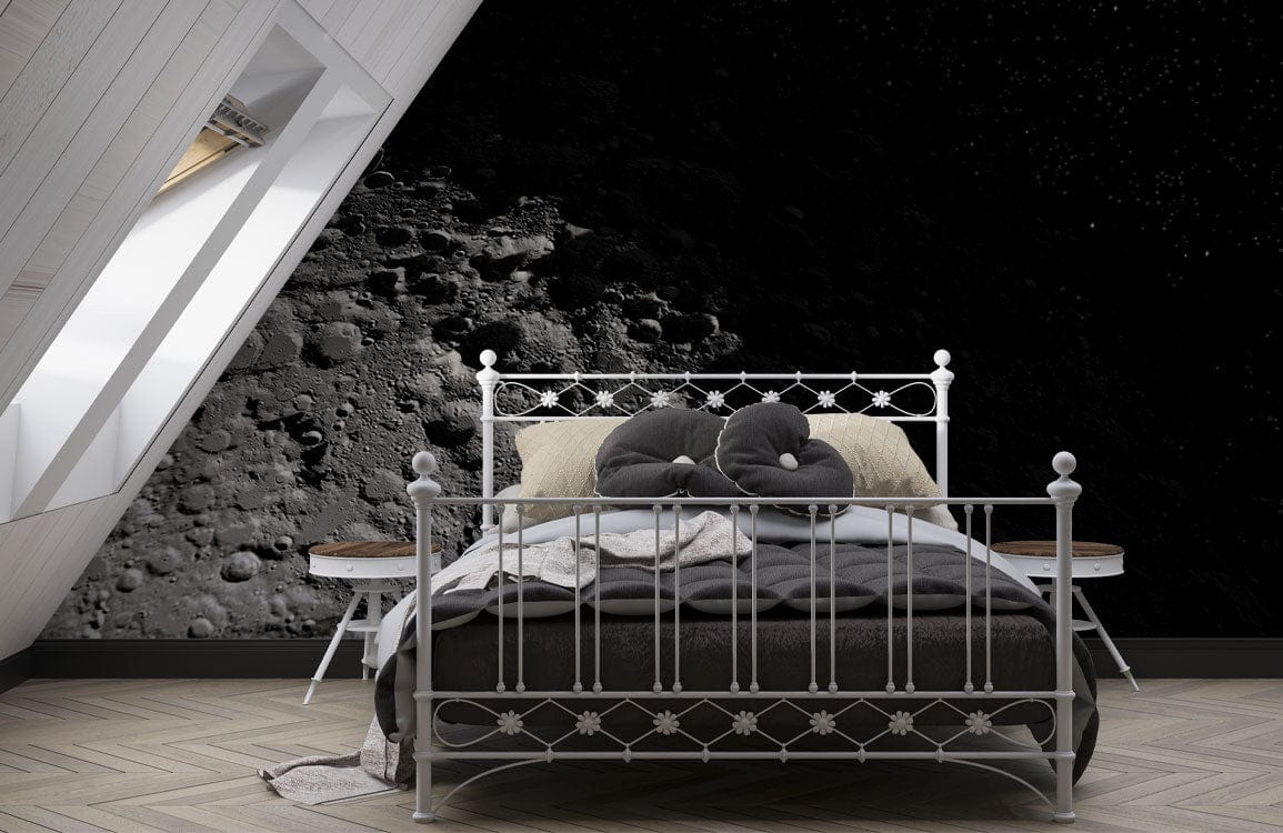 moon surface cool wallpaper mural bedroom decor