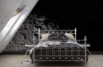 Moody Monochrome Lunar Landscape Mural Wallpaper