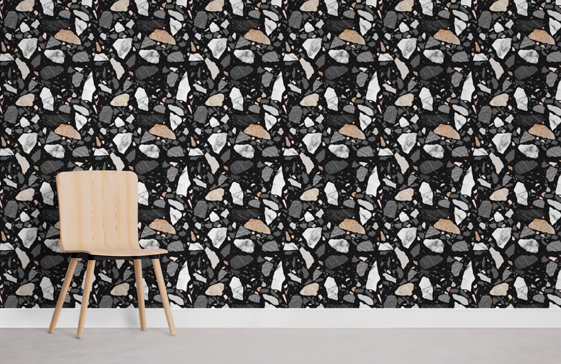 Wallpaper Mural for Home Decoration Featuring a Seamless Terrazzo Marble Pattern
